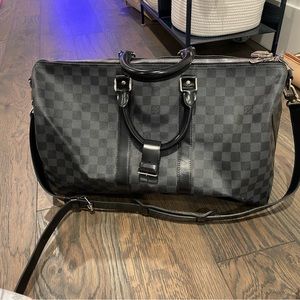 Authentic Louis Vuitton Keepall 45 Duffle Damier Graphite Black Leather